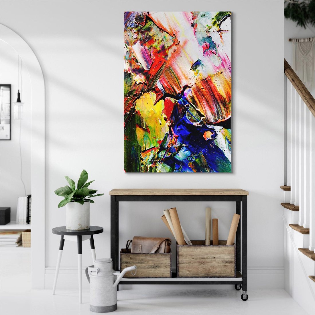 Obraz na płótnie 50x70 - Szalejące ognie kolorów - abstrakcja, farby olejne