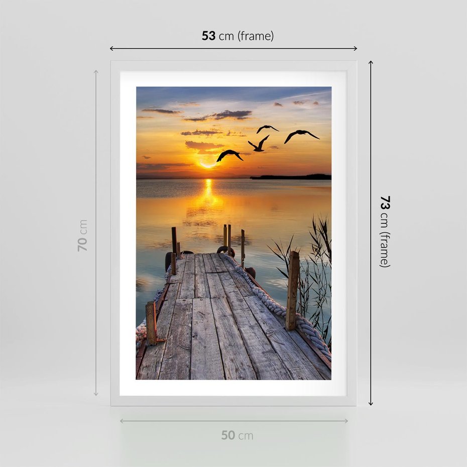 Plakat w ramie 50x70 - Magia zachodu słońca - zachód, słońca - rama biała