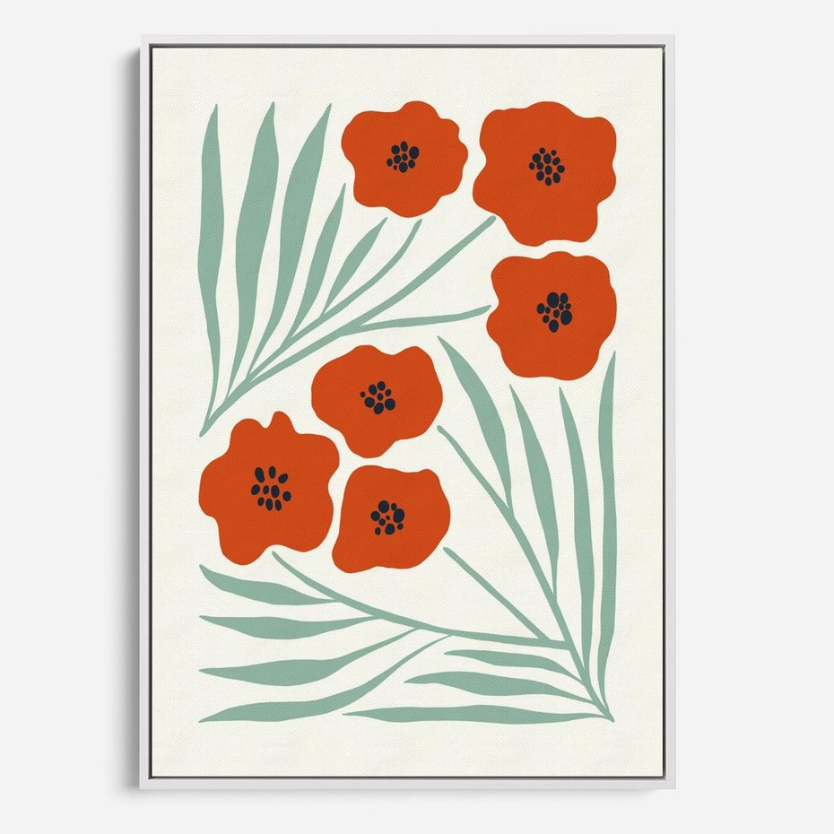 Obraz w ramie 50x70 - Makowe Odkrycie - czerwone kwiaty, maki - rama biała