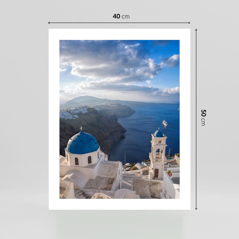 Plakat bez ramy 40x50 - Błękitne Przezycia - Santorini, morze
