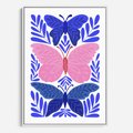 Obraz w ramie 50x70 - Delikatna Symfonia Natury - motyle, rośliny - rama biała