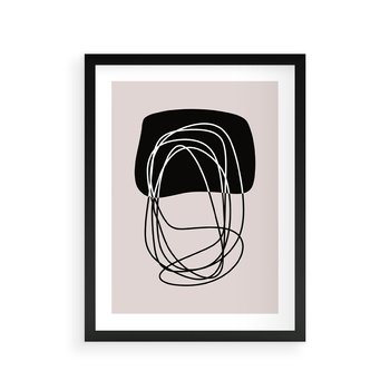 Plakat w ramie 50x70 - Strukturalne Kontrasty - abstrakcyjne szkicowane linie, minimalizm - rama czarna