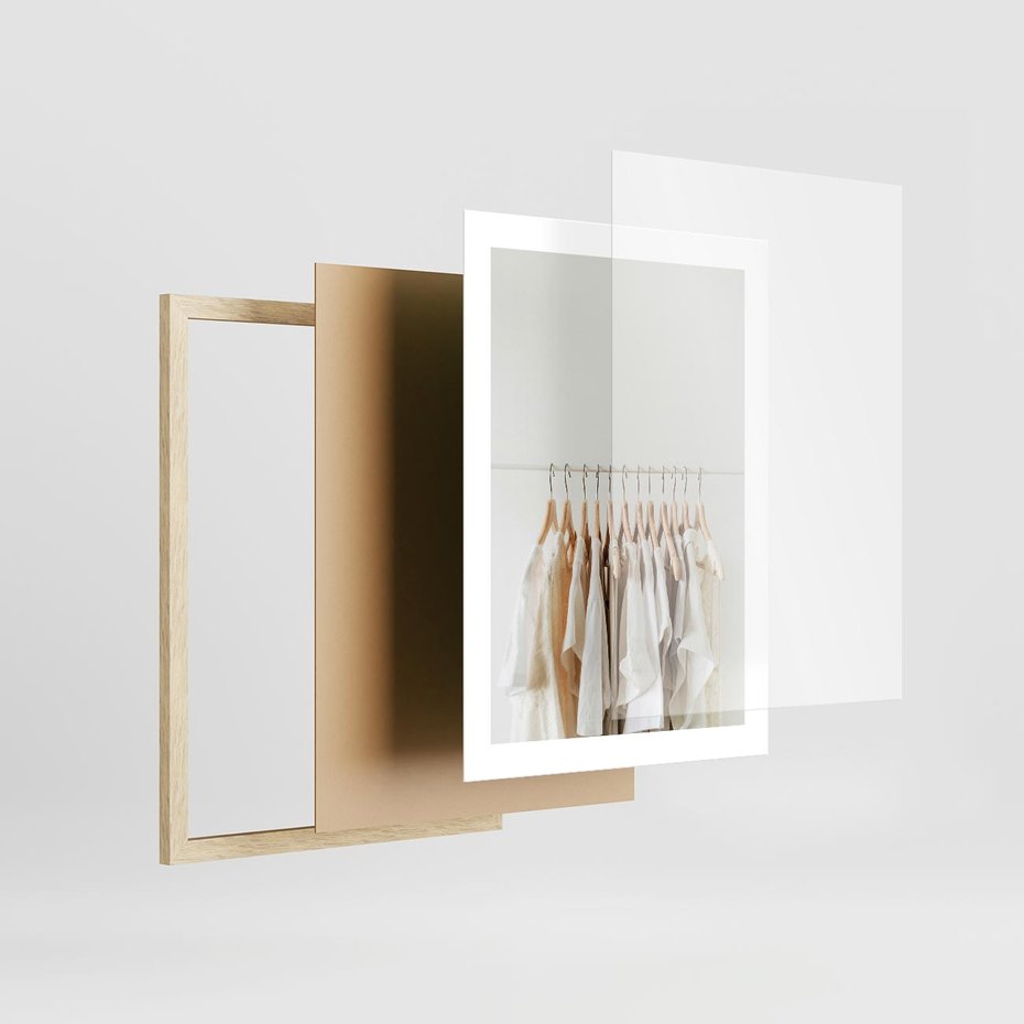 Plakat w ramie 30x40 - Elegancja Prostoty - ubrania, modowa fotografia - rama drewno