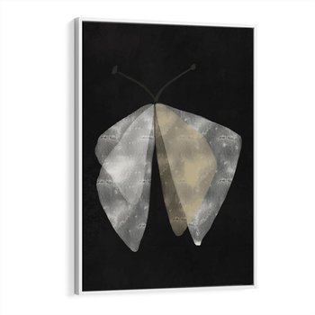 Obraz w ramie 80x120 - Obce Powidoki - abstrakcyjna ćma, mroczna atmosfera - rama biała