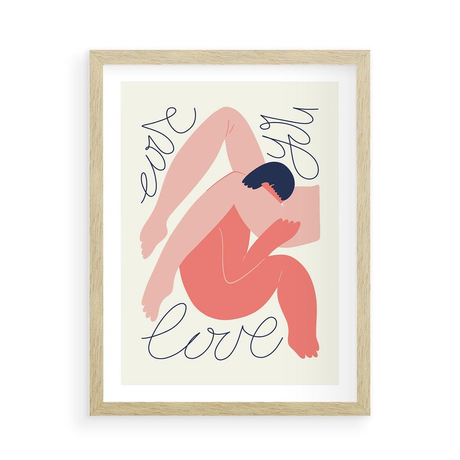 Plakat w ramie 50x70 - Dźwięk ciszy na płótnie - para zakochanych, graficzny obraz - rama drewno