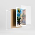 Plakat w ramie 50x70 - Spokój Miasta nad Morzem - akwarela, sródziemnomorski klimat - rama biała
