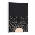 Obraz w ramie 80x120 - Słoneczny Portret Duszy - boho czarne słońce, nowoczesna grafika - rama biała