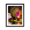Plakat w ramie 40x50 - Światło Świecących Kwiatów w Spa - spa, świaca - rama czarna