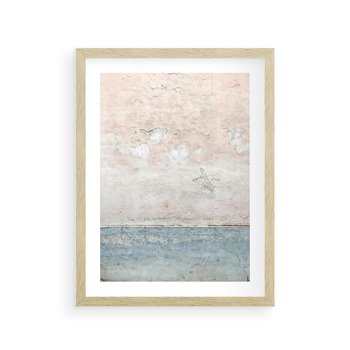 Plakat w ramie 40x50 - Obraz Starej Ściany z Delikatnymi Odcieniami - ściana, stara ściana - rama drewno