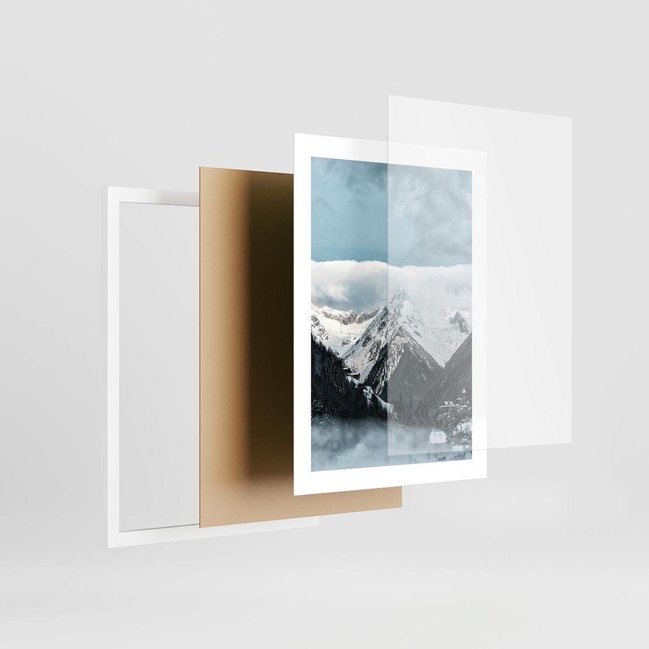 Plakat w ramie 30x40 - Magia Zimy w Górach - góry, śnieg - rama biała