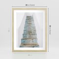 Plakat w ramie 40x50 - Niebieskie Schody Santorini - stare kamienne schody, niebieskie schody - rama drewno