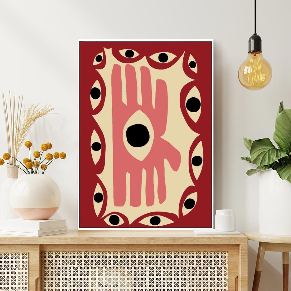 Obraz w ramie 70x100 - Migotliwe Kształty - abstrakcyjny obraz, boho styl - rama biała