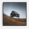 Obraz w ramie 50x50 - Ciepło i Przytulność - skandynawski, domek - rama czarna