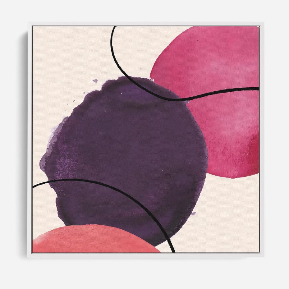 Obraz w ramie 50x50 - Migotliwe Widzenia - abstrakcyjne akwarelowe plamy, nieregularne linie - rama biała