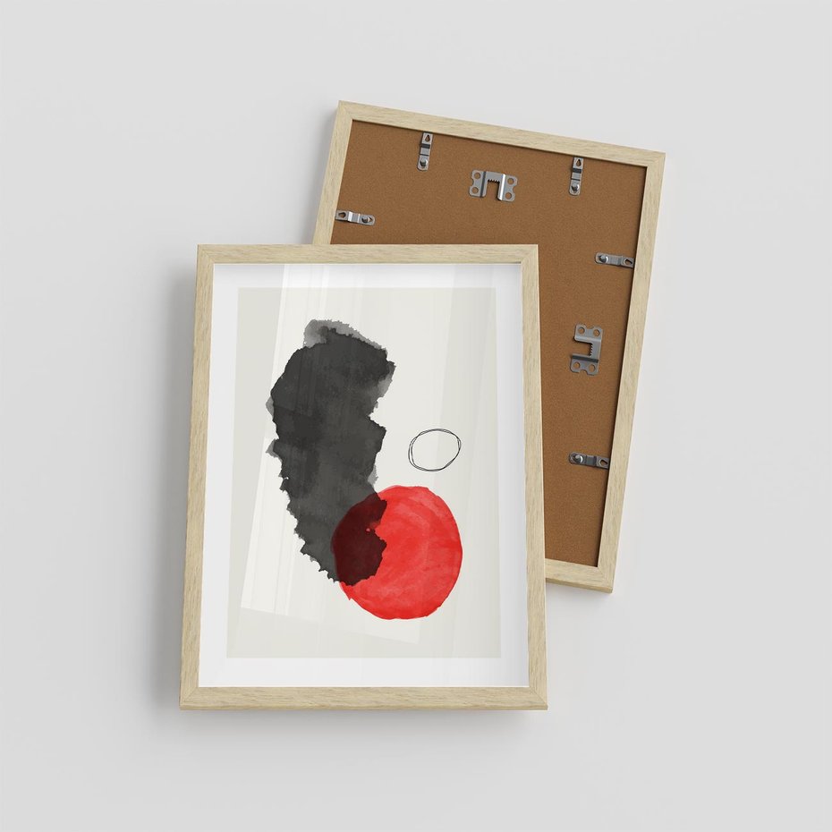 Plakat w ramie 30x40 - Wibracje Linii - abstrakcyjne nieregularne plamy, czarny - rama drewno