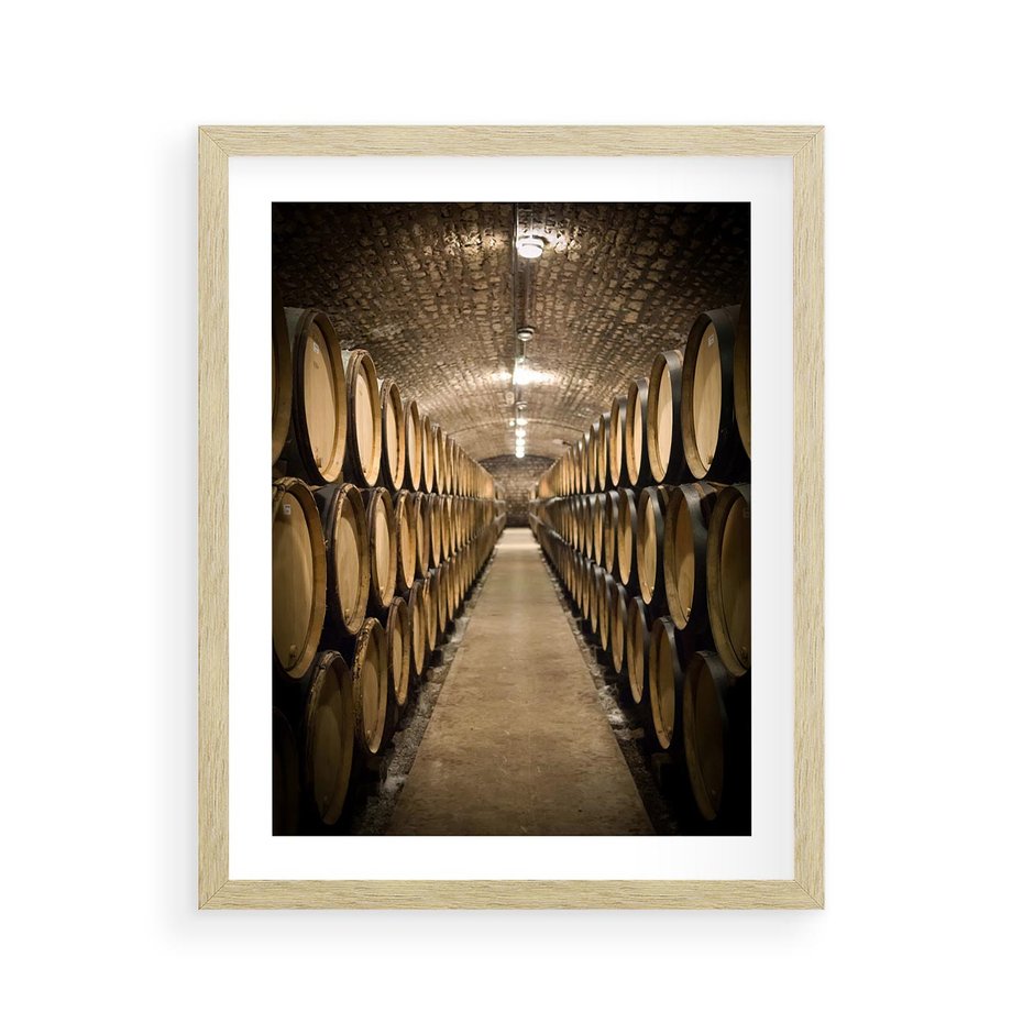 Plakat w ramie 40x50 - Winniczka - winnica, beczki - rama drewno