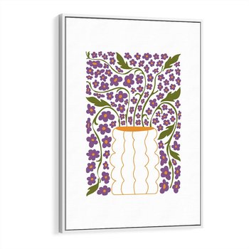 Obraz w ramie 80x120 - Witalność Kwiatów - kwiaty w wazonie, minimalistyczna kompozycja - rama biała