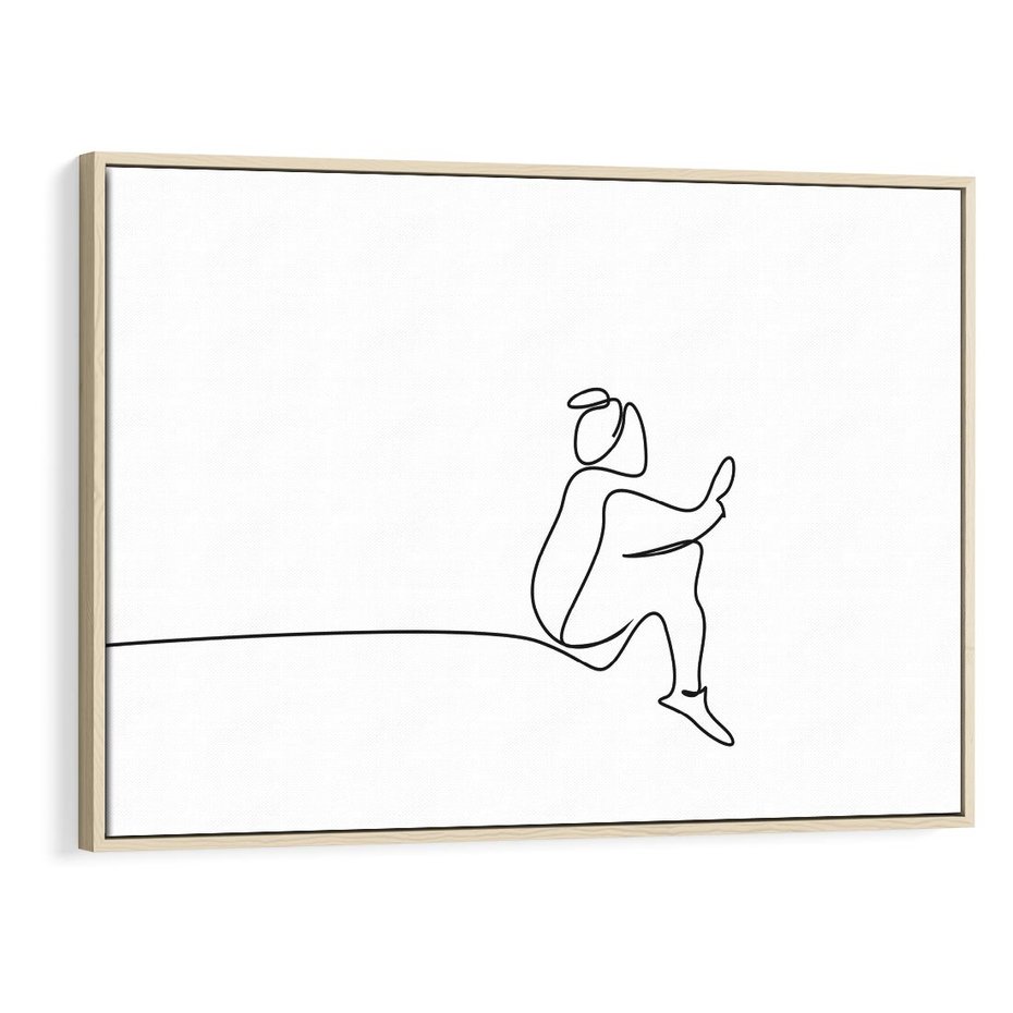 Obraz w ramie 70x50 - Linie Wewnętrznej Refleksji - line art, szkic - rama drewno