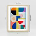 Plakat w ramie 40x50 - Harmonia Kolorowych Impulsów - abstrakcyjne geometryczne kształty, olejny obraz - rama drewno