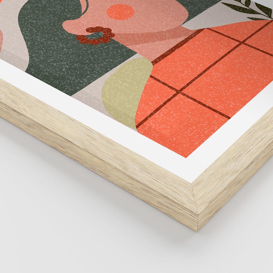 Plakat w ramie 50x70 - Kobiecy Portret Duszy - nowoczesny plakat, styl retro - rama drewno