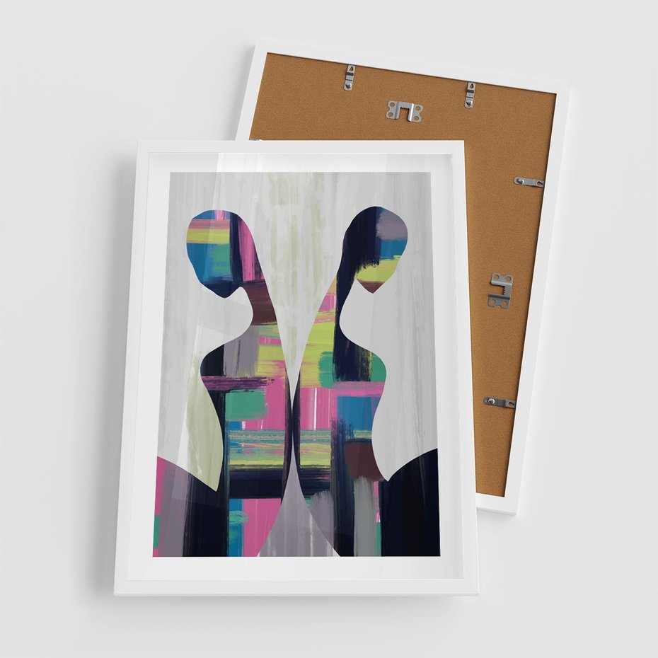 Plakat w ramie 50x70 - Nowa Era - abstrakcyjny plakat, nowoczesna sztuka - rama biała