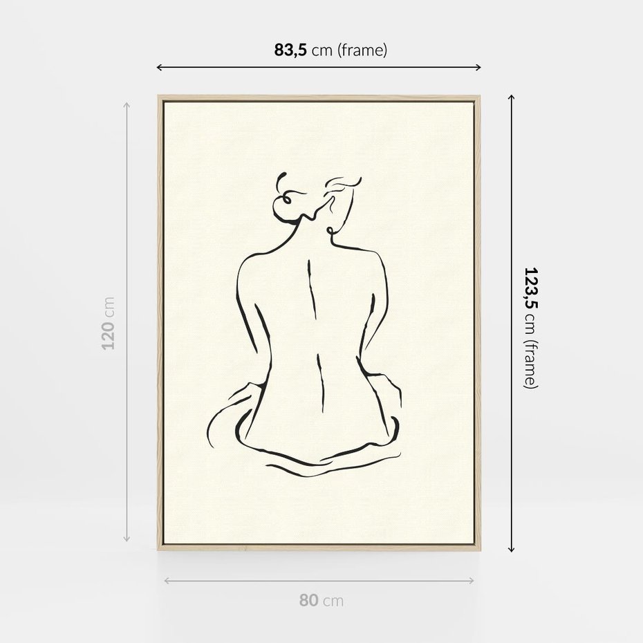 Obraz w ramie 80x120 - Migotliwa Symfonia - kobieta akt, minimalizm - rama drewno