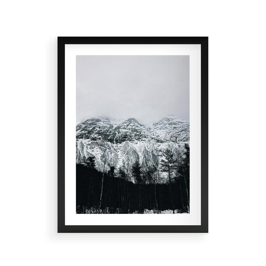 Plakat w ramie 30x40 - Zimowe Uroki Gór - góry ośnieżone, krajobraz górski - rama czarna