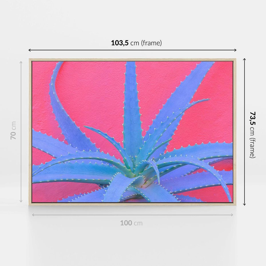 Obraz w ramie 100x70 - Piękno Pustyni - kaktusy, liście - rama drewno