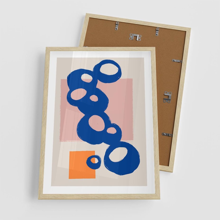 Plakat w ramie 50x70 - Migocące Plamiste Echa - abstrakcja, nowoczesny plakat - rama drewno