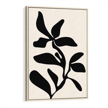 Obraz w ramie 80x120 - Wibracje Akwarelowych Ścieżek - abstrakcyjny minimalistyczna kwiat, czarno biały plakat - rama drewno