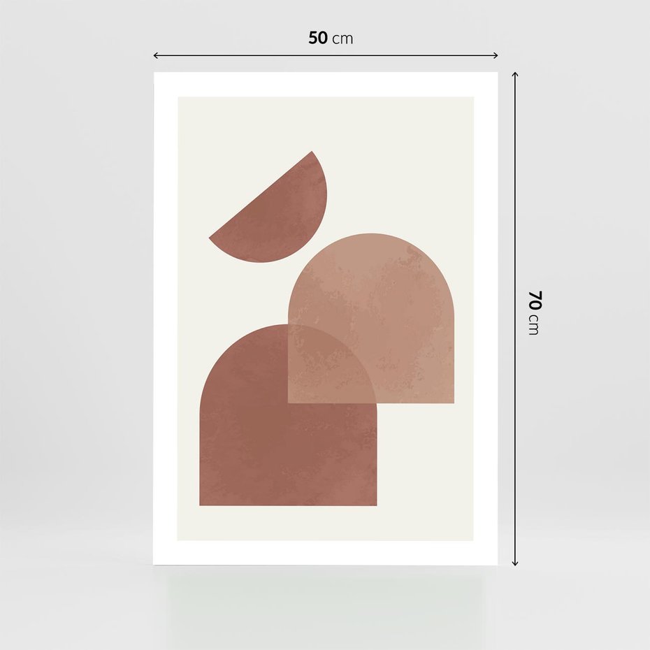 Plakat bez ramy 50x70 - Harmonijne Widoki - abstrakcyjne geometryczne kształty, odcienie brązu i beżu