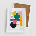Plakat w ramie 50x70 - Przestrzenne Innowacje - nowoczesna sztuka, geometryczna kolorowa grafika - rama biała