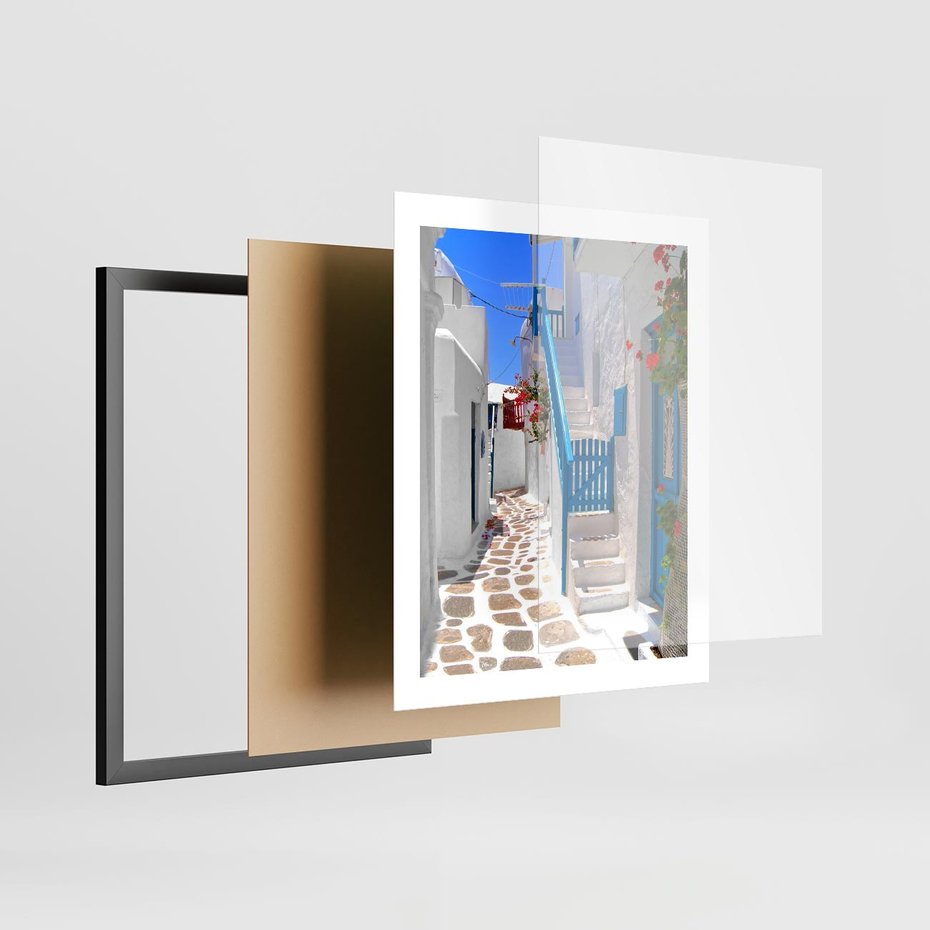 Plakat w ramie 40x50 - Santorini: urok Grecji - Santorini, Grecja - rama czarna