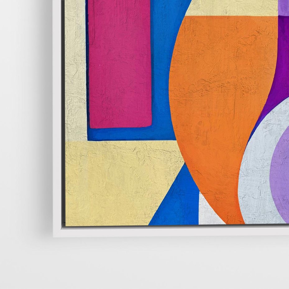 Obraz w ramie 50x50 - Migotliwe Impulsy Dźwięku - różne geometryczne formy, koła - rama biała