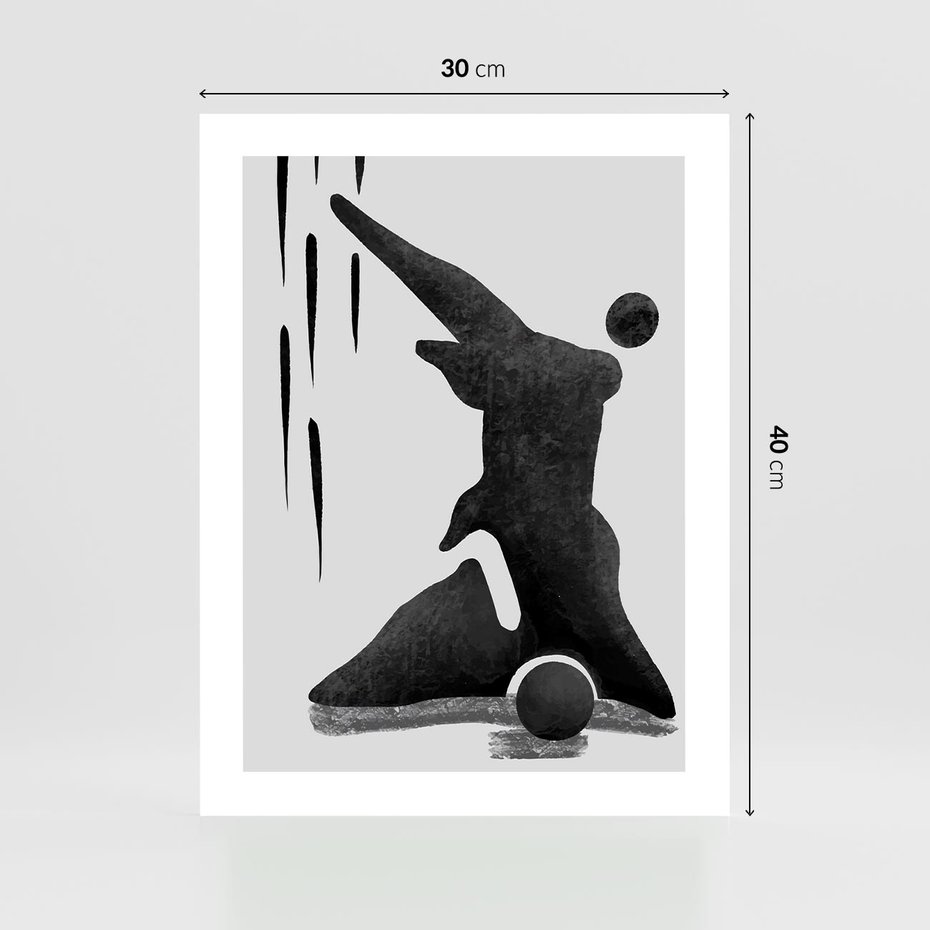 Plakat bez ramy 30x40 - Czarno-Biała Grafika Postaci - nowoczesna grafika, plakat
