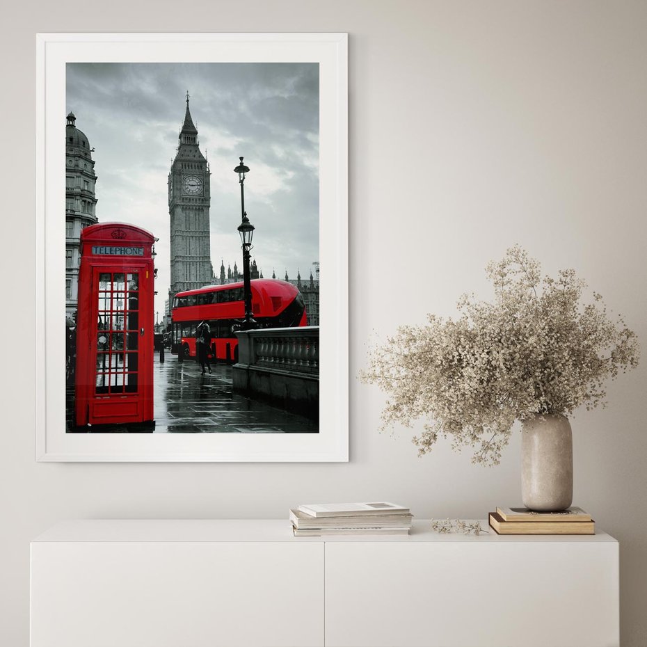 Plakat bez ramy 30x40 - Uliczka z charakterystyczną budką w Londynie - Londyn, budka