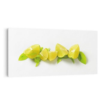 Obraz na płótnie 140x70 - owocowa eksplozja - limonki, owoce