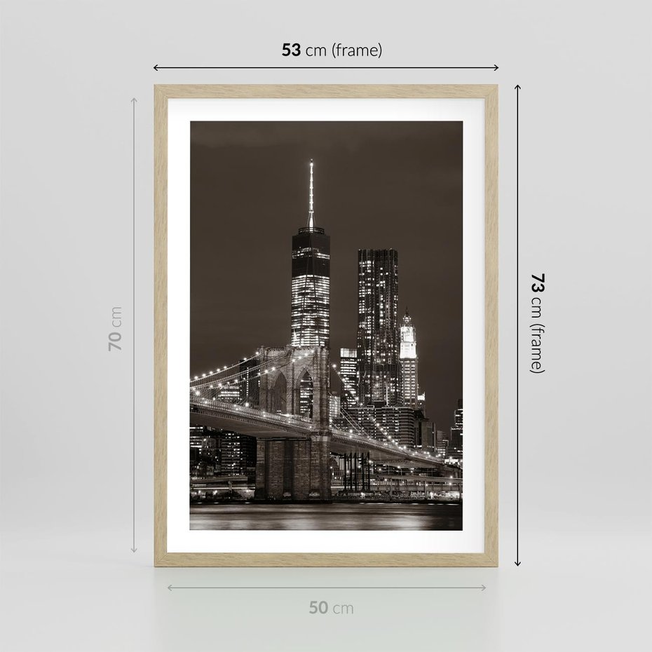 Plakat w ramie 50x70 - Magia miasta nocą - miasto, noc - rama drewno