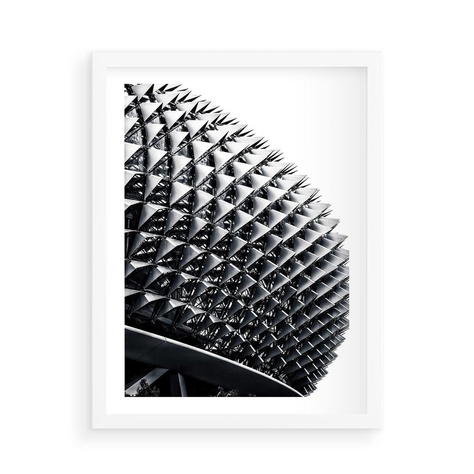 Plakat w ramie 50x70 - Nowoczesność w Czerni i Bieli: Architektoniczna Piękność - nowoczesna architektura, black and white - rama biała