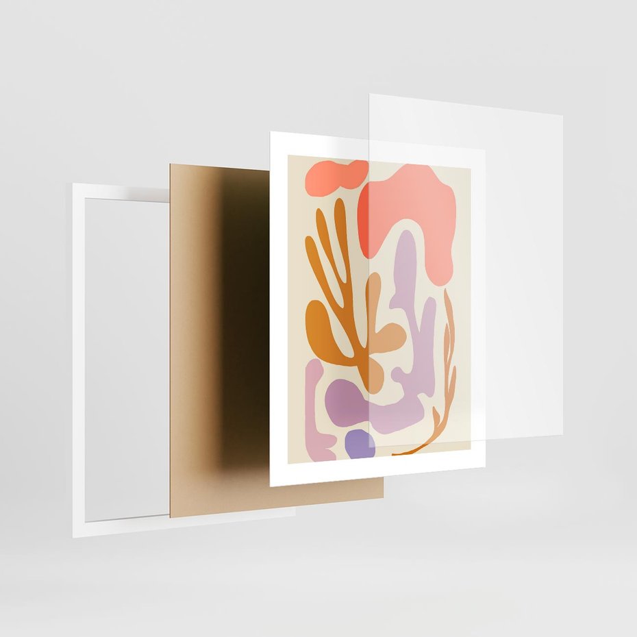 Plakat w ramie 40x50 - Ekspresjonistyczne Impulsy - abstrakcyjny obraz, pastelowe kolory - rama biała