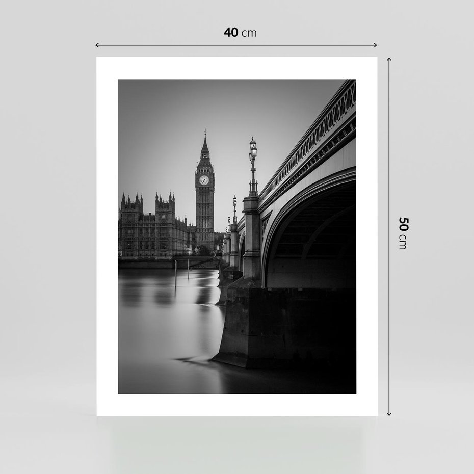 Plakat bez ramy 40x50 - Majestatyczny Big Ben w Londynie - Londyn, most