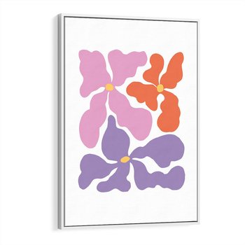 Obraz w ramie 50x70 - Bezgraniczne Wibracje - abstrakcyjne kolorowe kwiaty, minimlizm - rama biała
