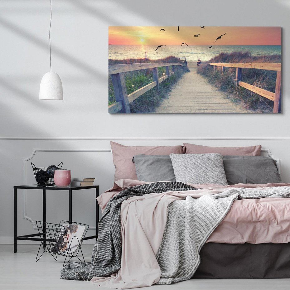 Obraz na płótnie 140x70 - Sielanka nad brzegiem - plaża, pomost