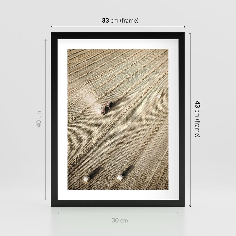 Plakat w ramie 30x40 - Rolnicza Praca - pole, traktor - rama czarna