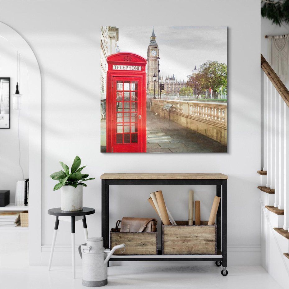 Obraz na płótnie 40x40 - Londyńskie widoki - Londyn, telefon