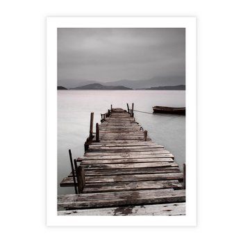 Plakat bez ramy 21x30 - Spokój nad Jeziorem - pomost, jezioro