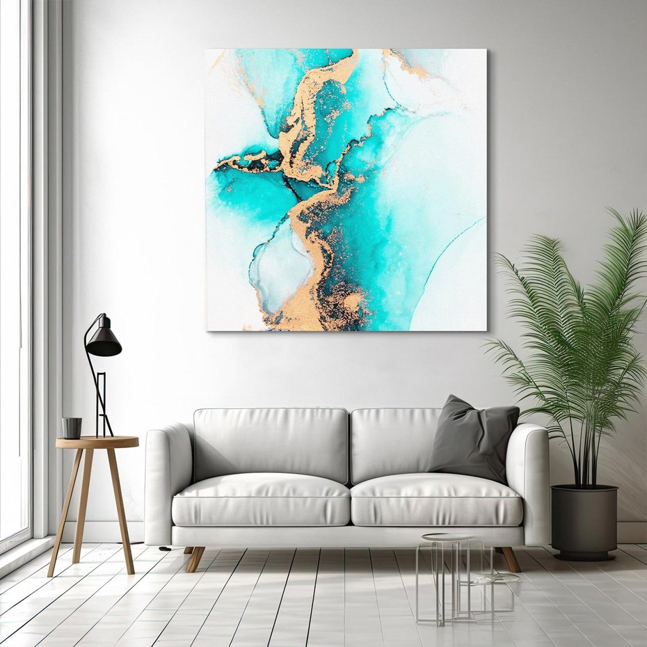 Obraz na płótnie 40x40 - Elegancja i Subtelność - marmur, złoto