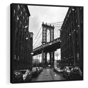 Obraz w ramie 50x50 - Ikona Miasta - Nowy Jork, most - rama czarna