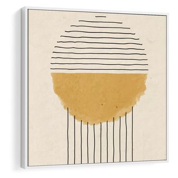 Obraz w ramie 80x80 - Podróżne Kreski - akwarelowa plama, geometryczne szkicowane kształty - rama biała