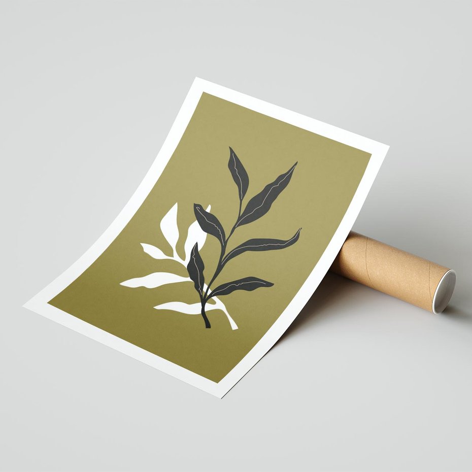 Plakat bez ramy 21x30 - Wewnętrzne Odsłony - liście, gałązki